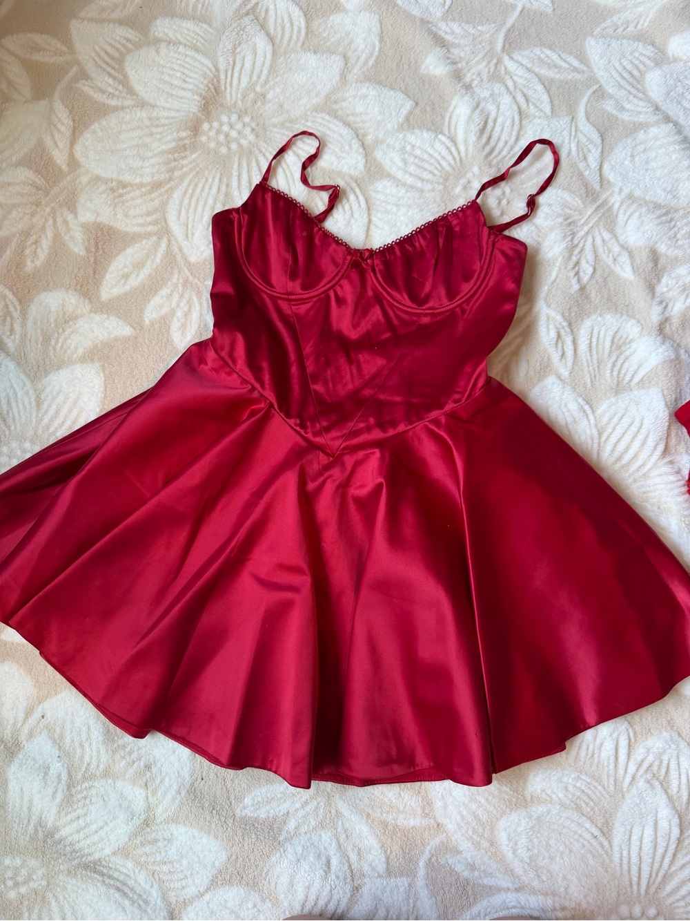 Satin Red Babydoll Chemise with Structured Cups